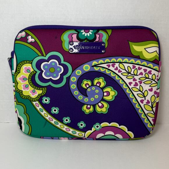 Vera Bradley Purple Heather Paisley Print Neoprene Tablet Sleeve Case - Picture 1 of 5